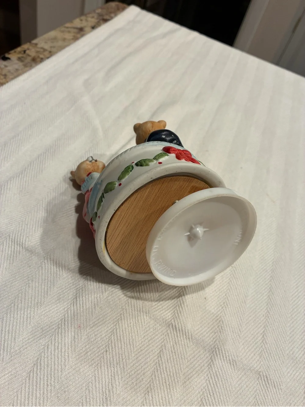 vintage rotating teddy bear Christmas tree music box